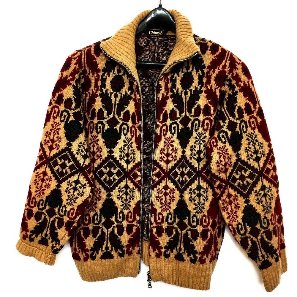 Chinook Bomber Style Heavy Knit Sweater Vintage Sz Large